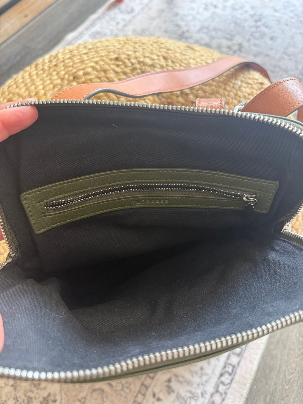 The Horse Olive Green Leather Backpack with Tan Straps - Picture 10 of 14